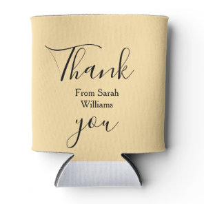 Thank you from add name yellow Pastel boho wedding Can Cooler