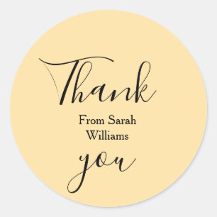 Thank you from add name yellow Pastel boho wedding Classic Round Sticker