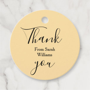 Thank you from add name yellow Pastel boho wedding Favor Tags