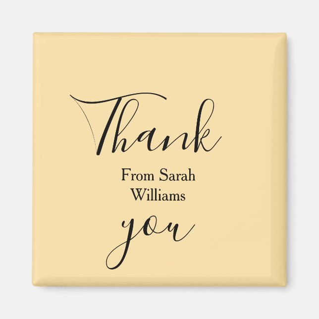 Thank you from add name yellow Pastel boho wedding Magnet (Front)
