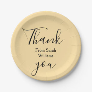 Thank you from add name yellow Pastel boho wedding Paper Plates