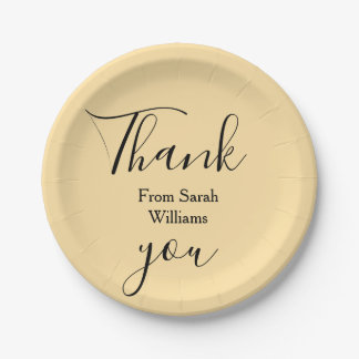 Thank you from add name yellow Pastel boho wedding Paper Plates