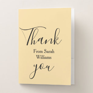 Thank you from add name yellow Pastel boho wedding Pocket Folder