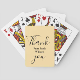 Thank you from add name yellow Pastel boho wedding Poker Cards