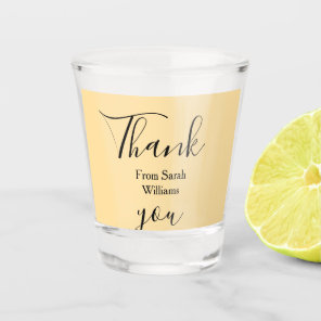 Thank you from add name yellow Pastel boho wedding Shot Glass
