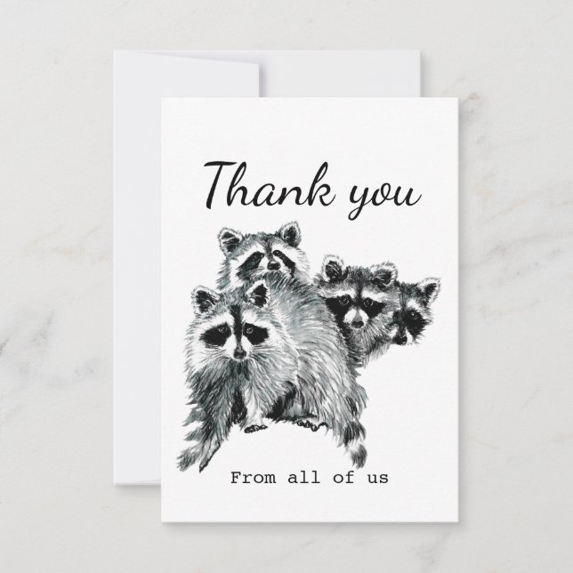 Thank You From All Of Us Fun Raccoon Animal Art (Front)
