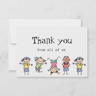 Thank You From All of Us Kids Children Cartoon Fun Card