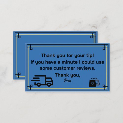 Thank you  from Delivery Driver Business Card