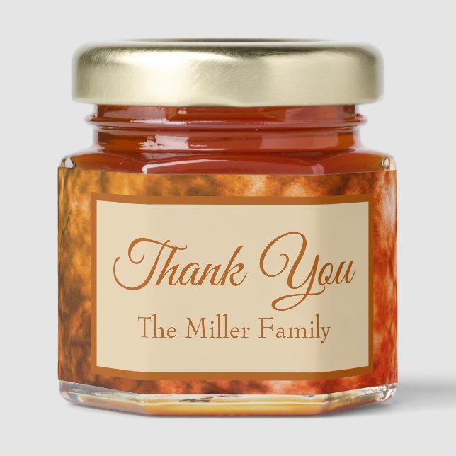 Thank You From Family Appreciation Honey Jar Favors (Front)