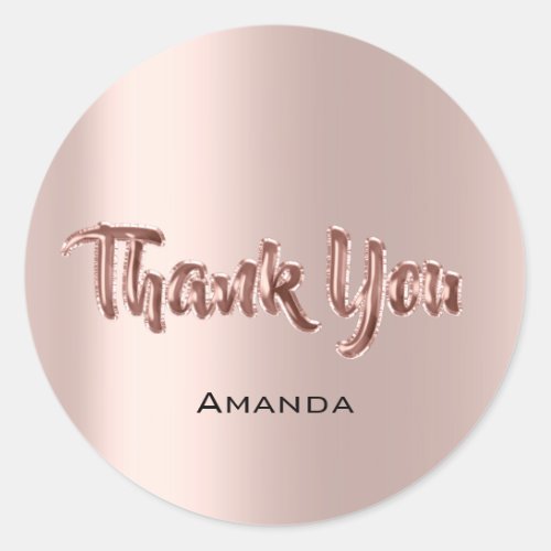 Thank You From Name Balloons Rose Pink Classic Round Sticker