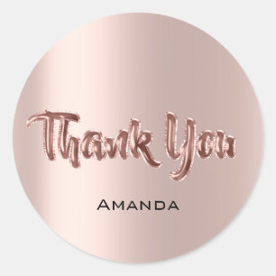 Thank You From Name Balloons Rose Pink Classic Round Sticker