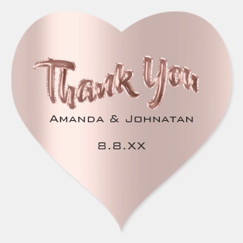 Thank You From Name Balloons Rose Wedding Birthday Heart Sticker