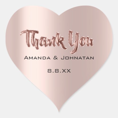 Thank You From Name Balloons Rose Wedding Bridal Heart Sticker