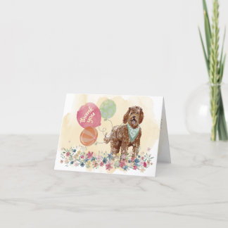 Thank You from You & Brown Labradoodle & balloons Card