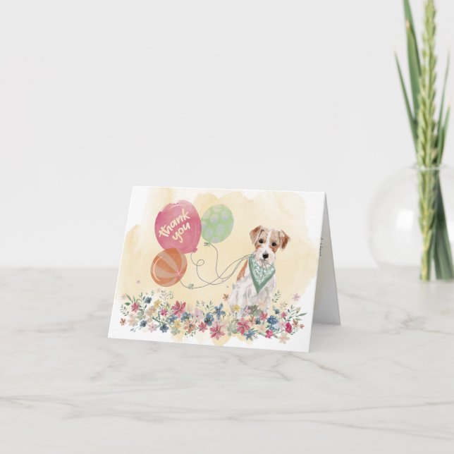 Thank You from You & Jack Russell Terrier balloons Card (Front)