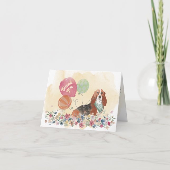 Thank You from You &Your Basset Hound Dog Balloons Card (Front)