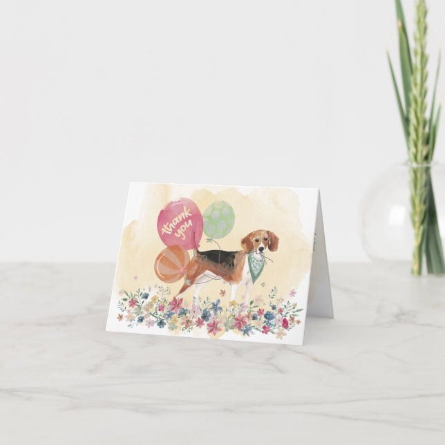 Thank You from You & Your Beagle Dog and Balloons Card (Front)