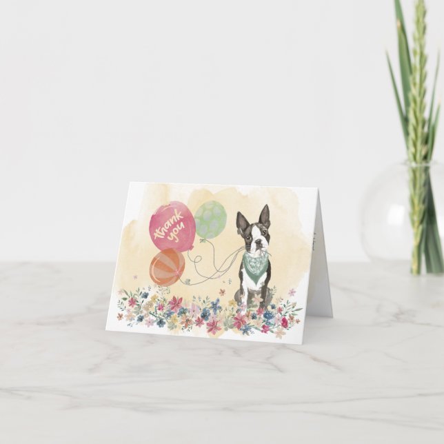 Thank You from You & Your Boston Terrier Balloons Card (Front)