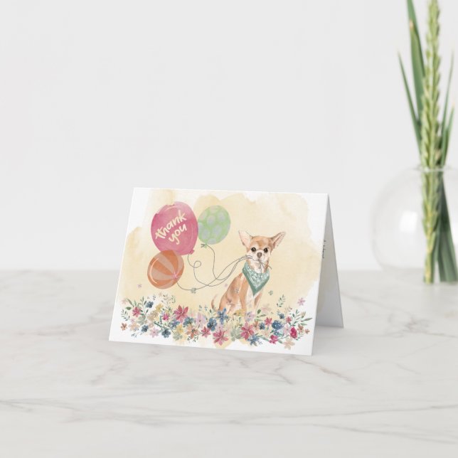 Thank You from You & Your Chihuahua Dog Balloons Card (Front)