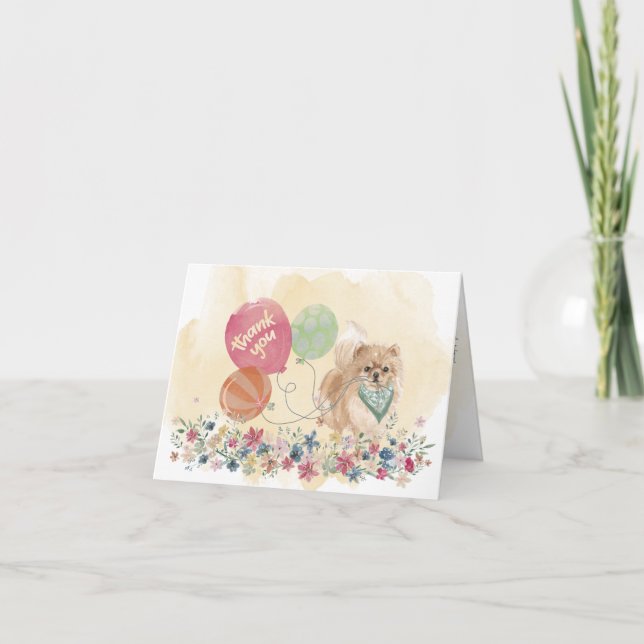 Thank You from You & Your Pomeranian Dog balloons Card (Front)