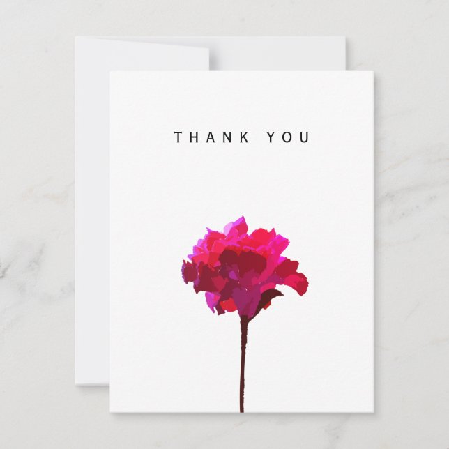 Thank You Fuchsia Hand Designed Floral Note Card (Front)