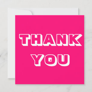 Thank you, fuchsia hot pink white modern card