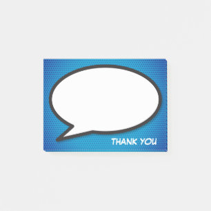 Thank You Fun Comic Book Speech Bubble Blue Post-it Notes