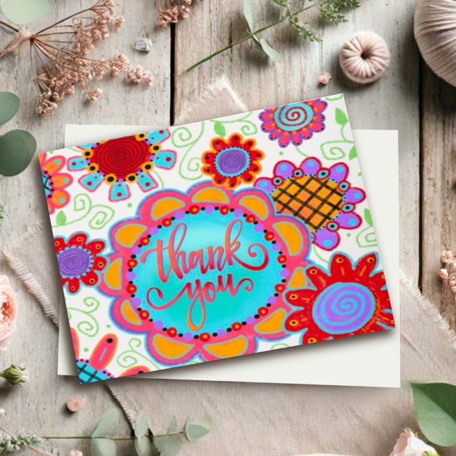 Thank You Fun Floral Card (Creator Uploaded)