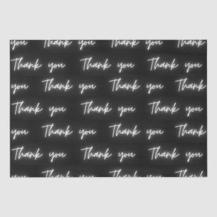 Thank You Fun Modern Black and White Neon Script Tissue Paper