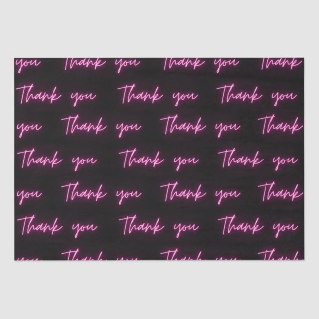 Thank You Fun Modern Pink Neon Script Tissue Paper (Front)