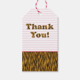 Thank You | Fun Pink Stripes & Tigerprint Gift Tags