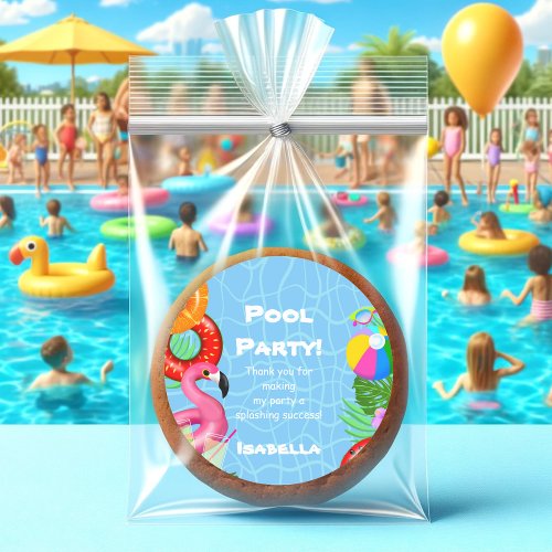 Thank You Fun Pool Party Swimming Birthday Classic Round Sticker