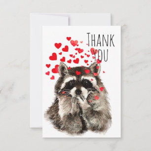 Thank You Fun Raccoon Blowing Kisses Animal Humor Card