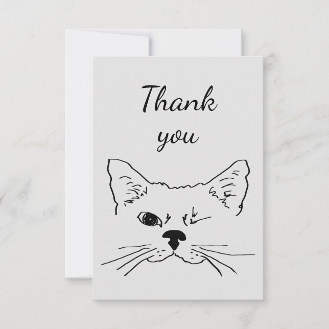 Thank You Fun Winking Cat Kitten Animal Humor (Front)