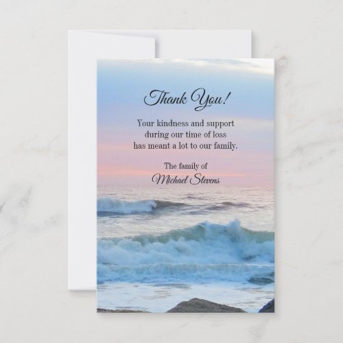 Thank You Funeral Card - Ocean Waves