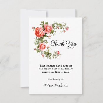 Thank You Funeral Cards  Coral Roses by AJsGraphics at Zazzle