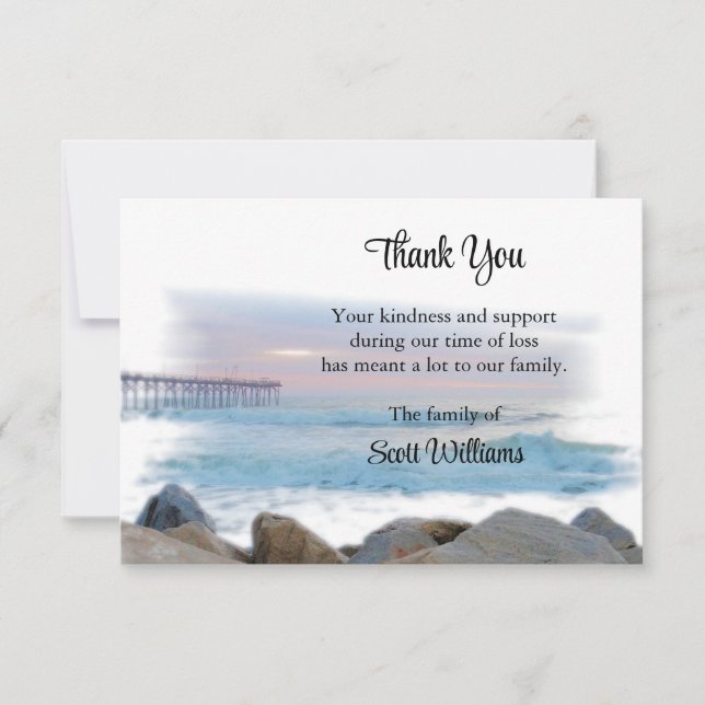 Thank You Funeral Cards, The Pier, Bereavement  Note Card (Front)