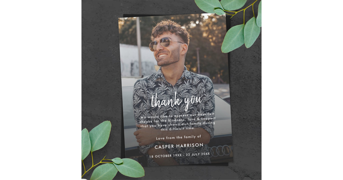 Thank You Funeral | Celebration of Life Photo Card | Zazzle