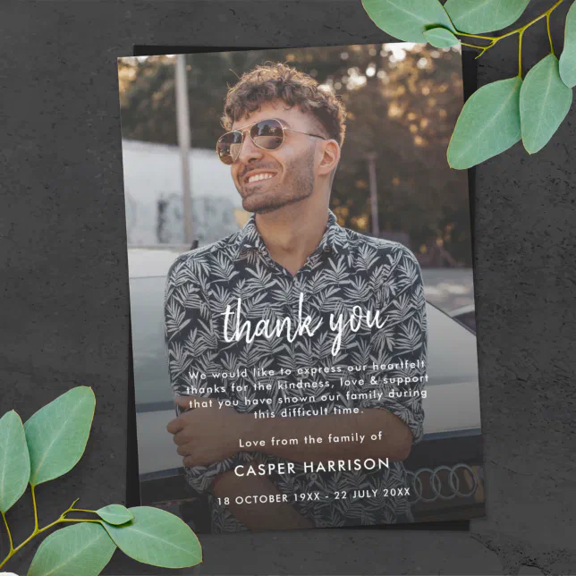 Thank You Funeral | Celebration of Life Photo Card | Zazzle