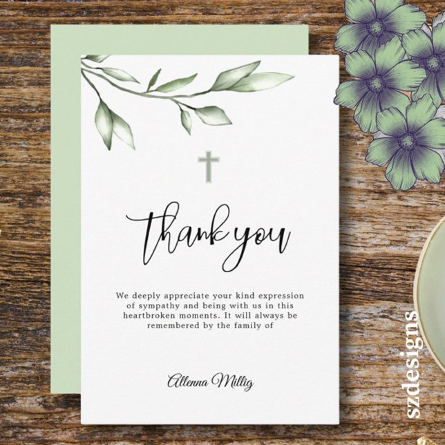 Thank You Funeral Cross Memorial Card (Creator Uploaded)