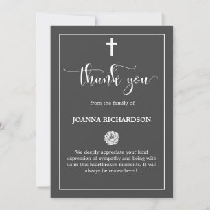 Thank You Funeral Dark Grey Sympathy Grief Card