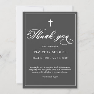 Thank You Funeral Dark Grey Sympathy Grief Card