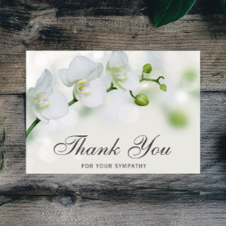 Thank You Funeral Floral Orchid Sympathy Grief Card