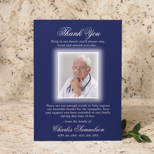 Thank You Funeral Sympathy NAVY BLUE  PHOTO
