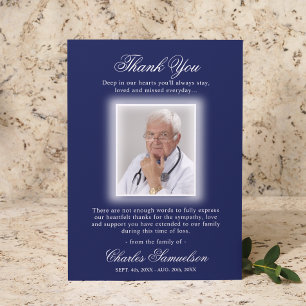 Thank You Funeral Sympathy NAVY BLUE PHOTO Card