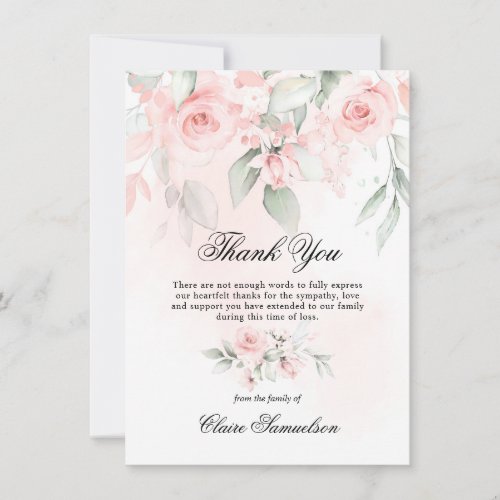 Thank You Funeral Sympathy Pink Floral | PHOTO