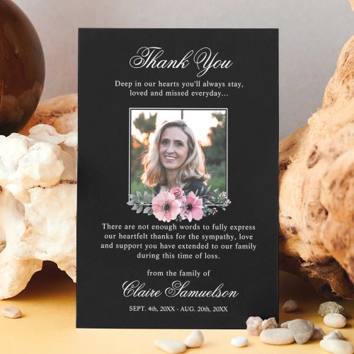 Thank You Funeral Sympathy Pink Floral  PHOTO