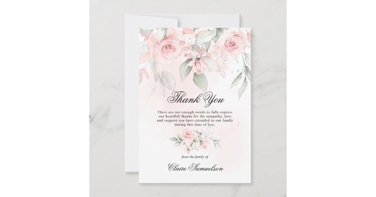 Thank You Funeral Sympathy Pink Floral | PHOTO Card | Zazzle