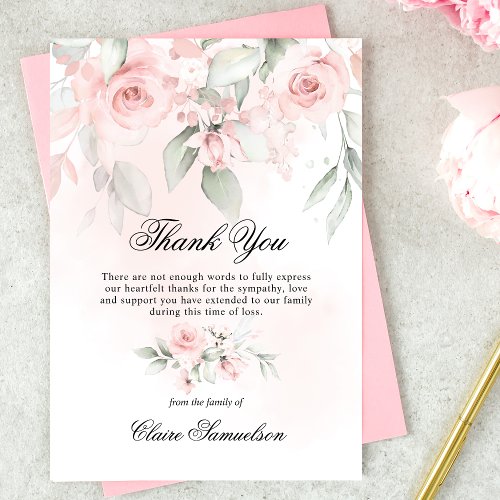 Thank You Funeral Sympathy Pink Roses Floral