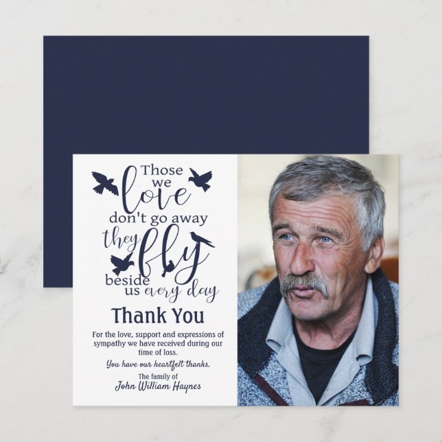 Thank You Funeral Sympathy Those We Love Bird Card (Front/Back)